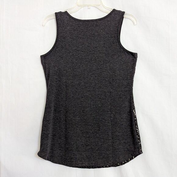 Pleione Front Sequin Dark Gray Sleeveless Top Size M Stretch Glam Classic - Picture 4 of 12